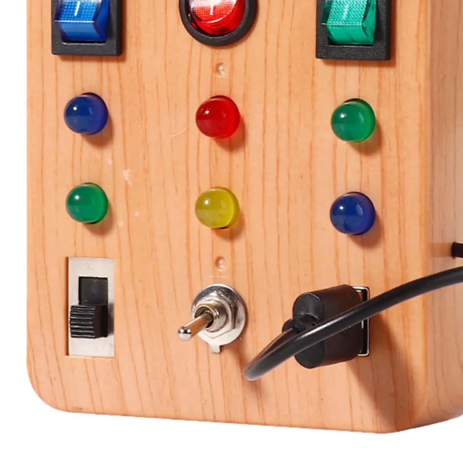 Planche d'activités Montessori en bois - Jeu sensoriel éducatif avec interrupteurs, lumières LED et accessoires