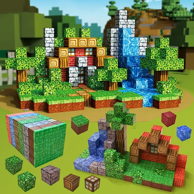 Jeu de construction magnétique pour enfants - Blocks créatifs façon Minecraft