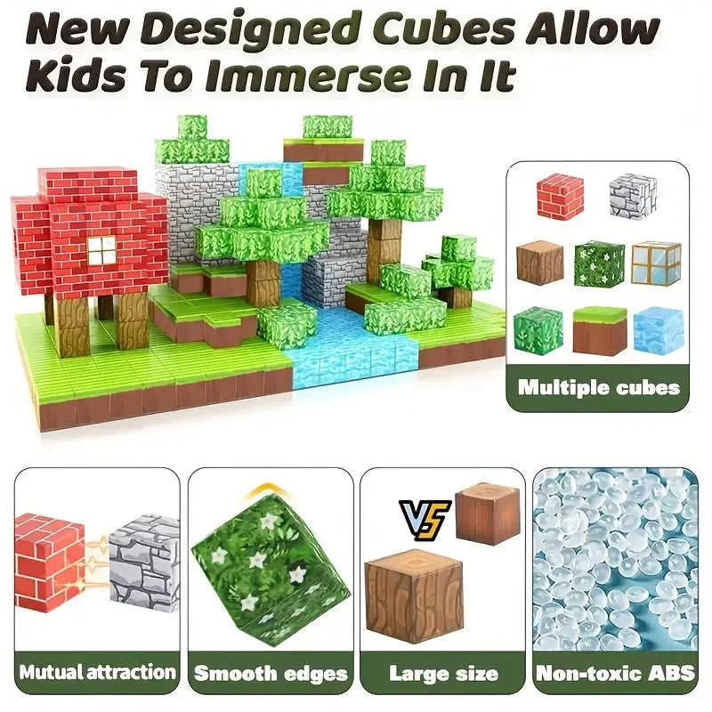 Jeu de construction magnétique pour enfants - Blocks créatifs façon Minecraft